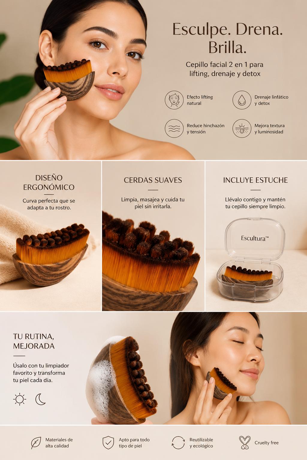 Cepillo Facial para drenaje linfático